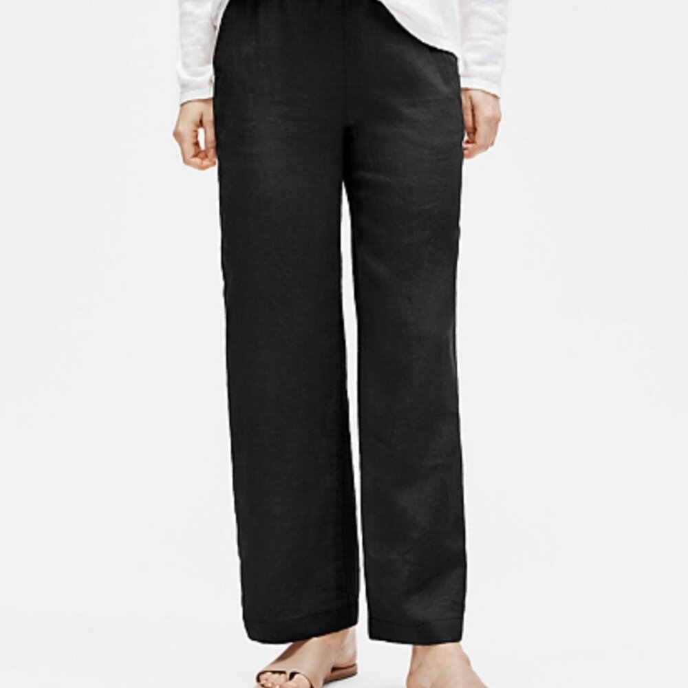 EUC‎ Women's EILEEN FISHER Wide Leg Linen Blend Ankle Pant | Size PL